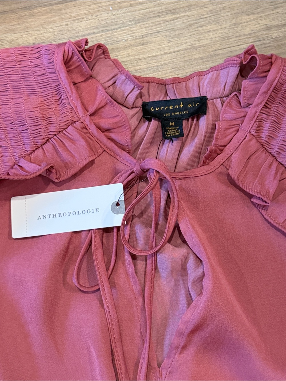 Anthropologie Rose Pink Midi Dress with Smocked Waist
